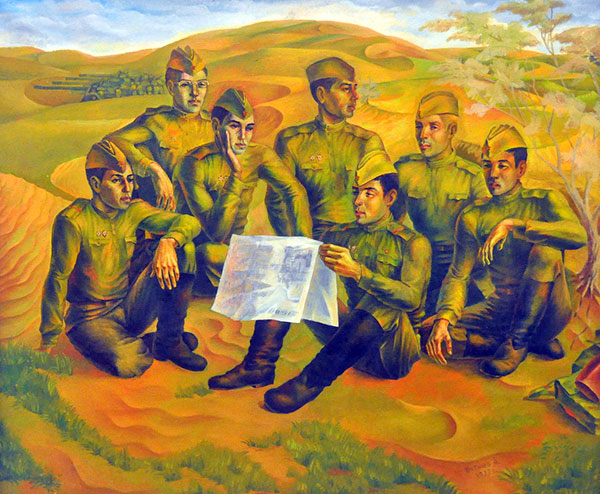 Türkmenistanyň Döwlet Çeperçilik Muzeýinde Watan Goragçylarynyň Gününe Bagyşlanan Sergisiniň Fotosuratlary