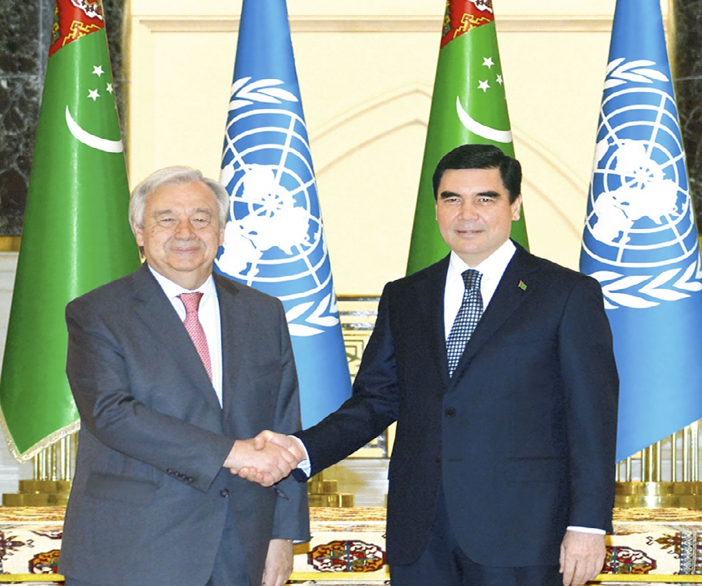 Türkmenistanyň Prezidenti we BMG-niň Baş Sekretary Antoniu Guterreşiň Arasyndaky Gepleşikler